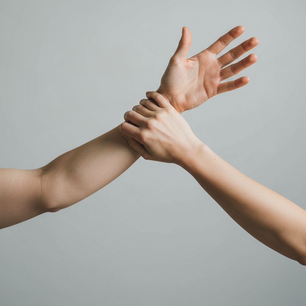 Person doing wrist stretches